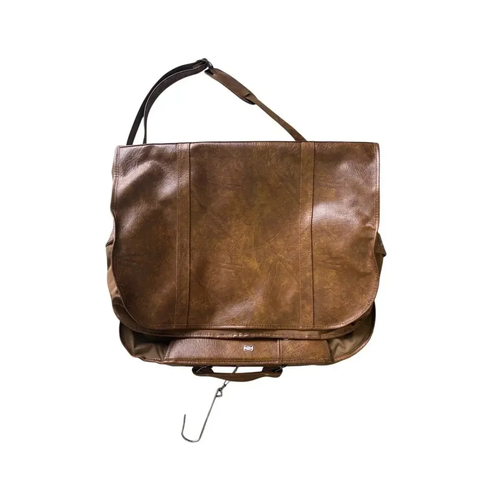 Vintage AMERICAN TOURISTER Luggage Garment Suit Bag Faux Brown Leather